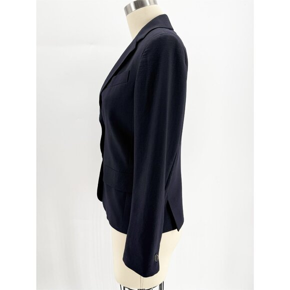 WEEKEND MaxMara Wool Navy Blue 2-button Fitted Blazer 6 - Picture 4 of 11